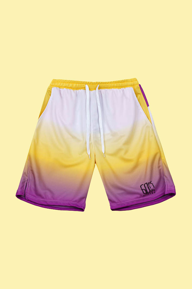 yellow-ombre-shorts-front Sixzero Ombre Tennis Shorts - Image 1