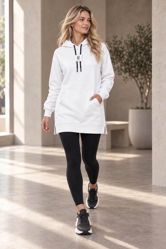 white-dress-hoodie-blonde-streetwear-650x975 Label Dress Hoodie - Image 1